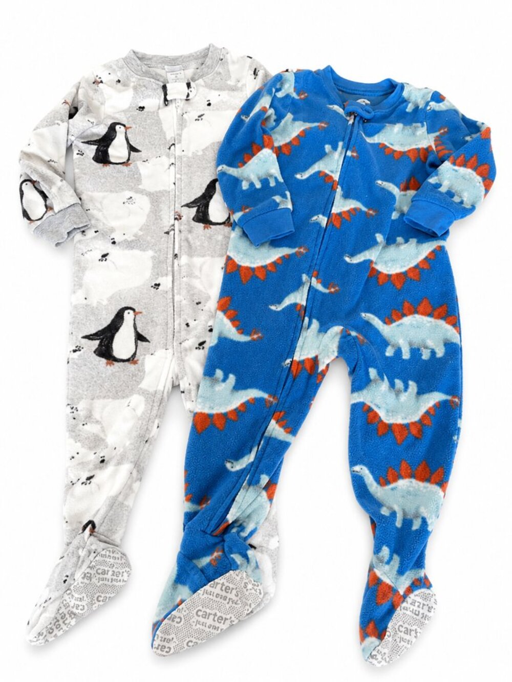 Carter’s 2T Fleece Footie Pajamas Dinosaur Penguin Zip Up Sleepers Bundle